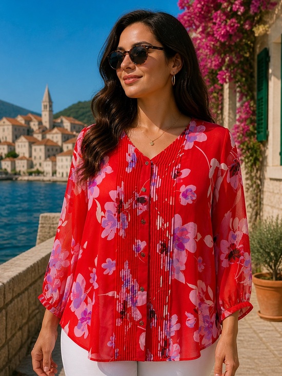 Calvin Klein Tops - Calvin Klein Red Women's Blouse